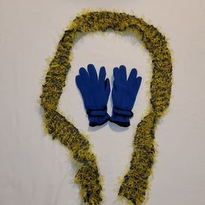 Montana State Gear Scarf and gloves blue and yellow